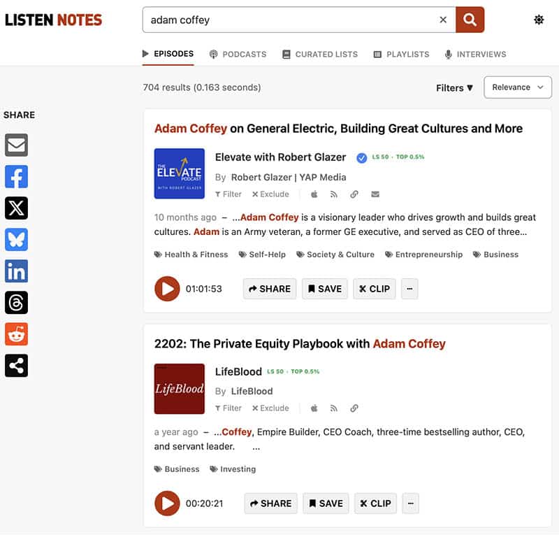 Listen Notes Adam Coffey Podcasts